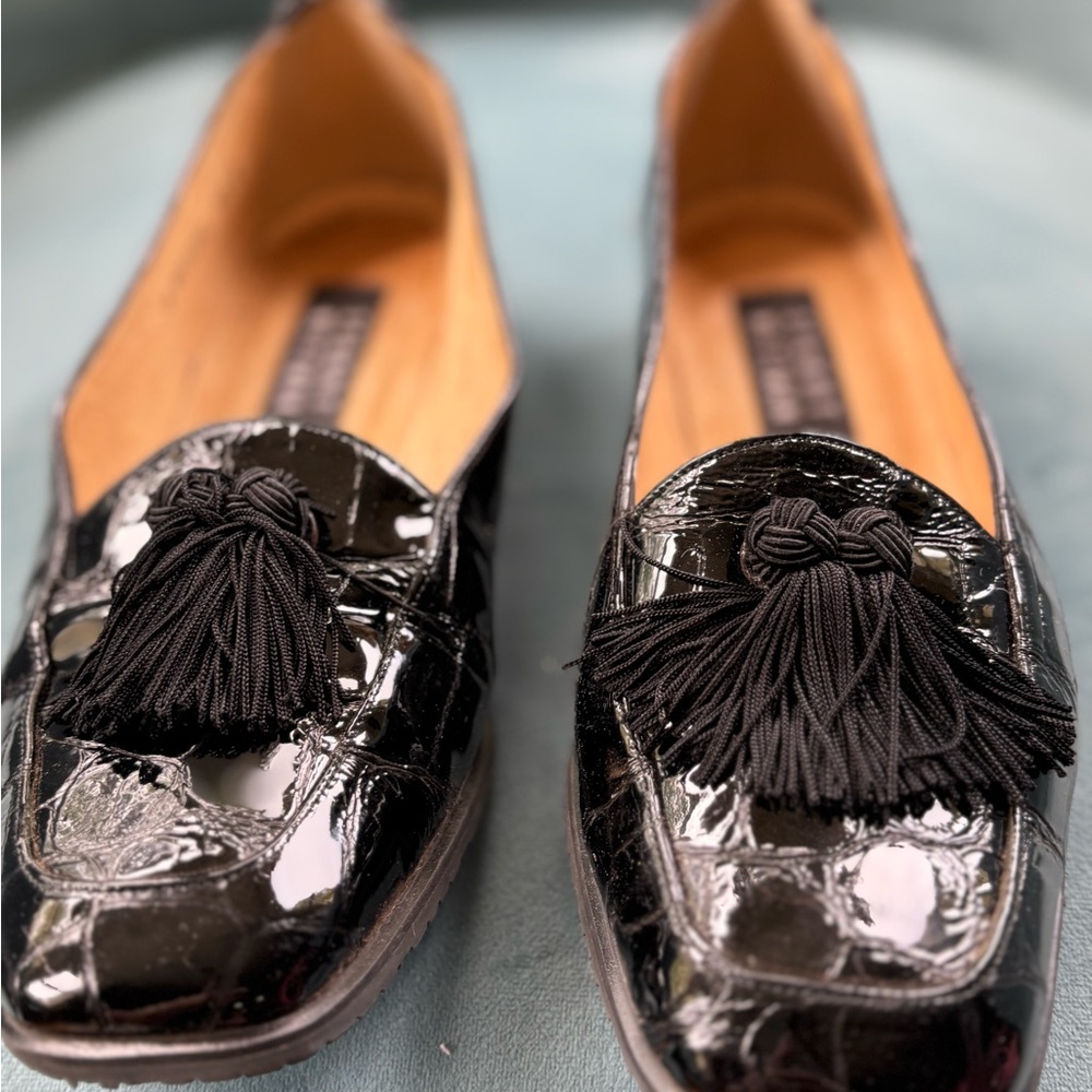 Stuart Weitzman Black Flats with Tassels